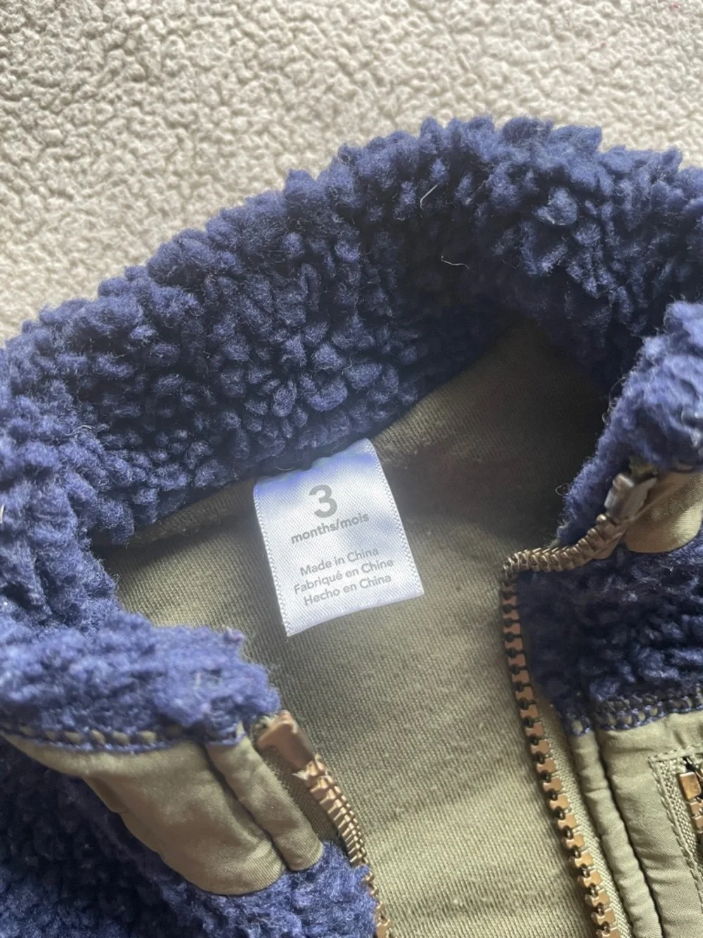 2/$10 - Carters 3m Sherpa Jacket Zip Up Green and Blue